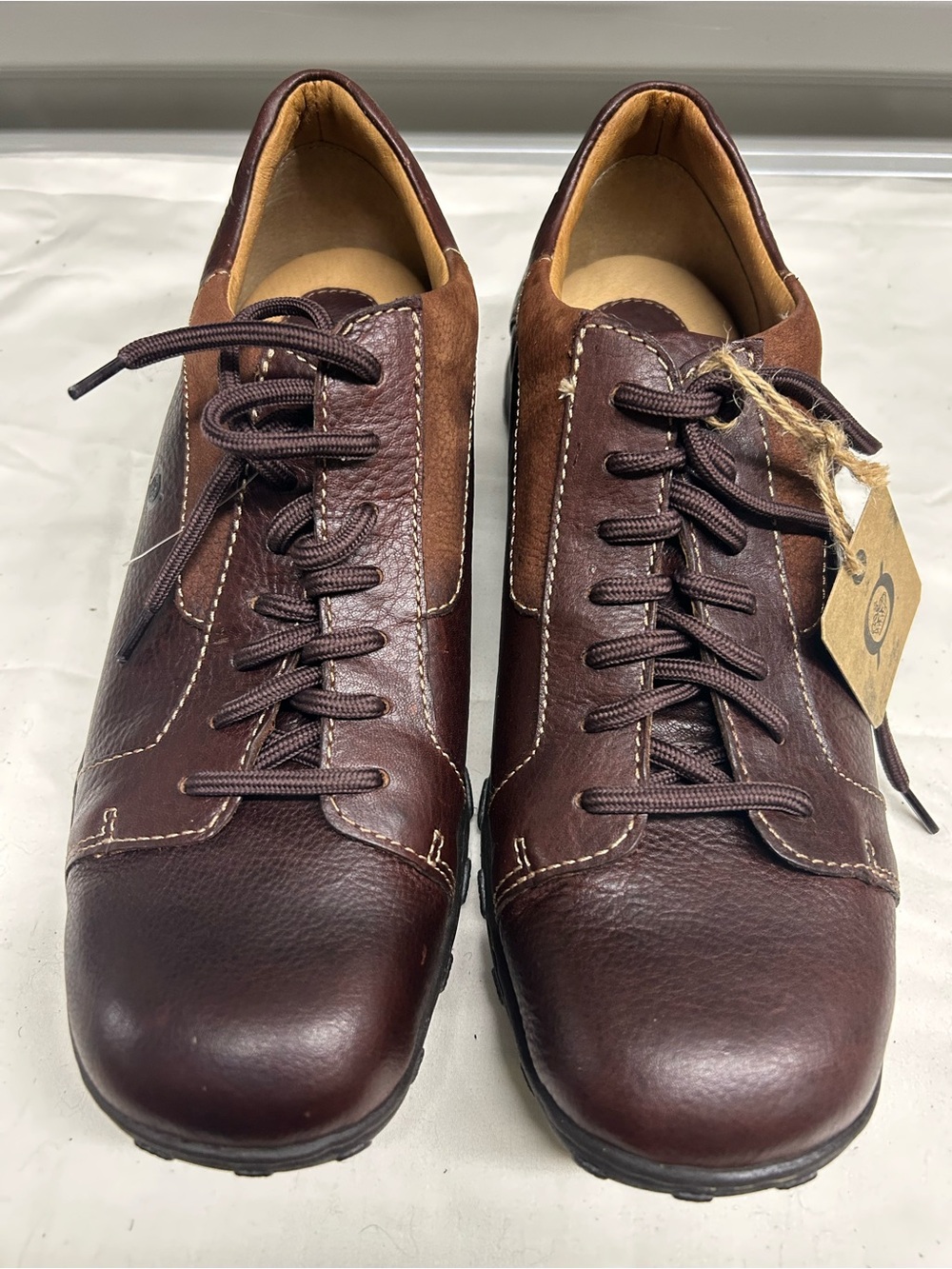 Born Men's Dark Brown Leather Casual Lace-Up Loafers